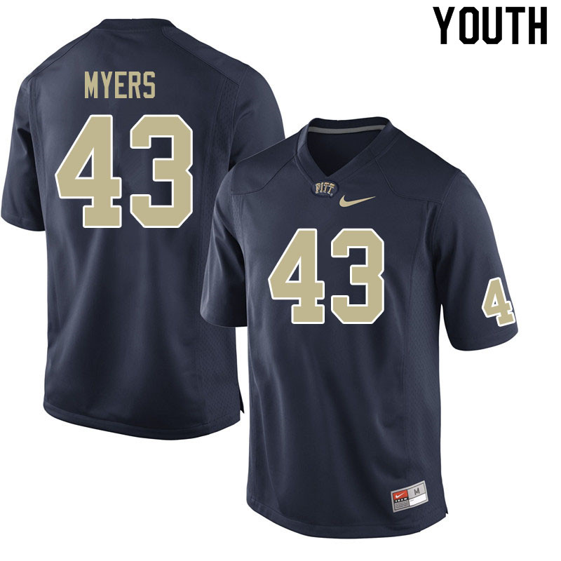 Youth #43 Eli Myers Pitt Panthers College Football Jerseys Sale-Navy
